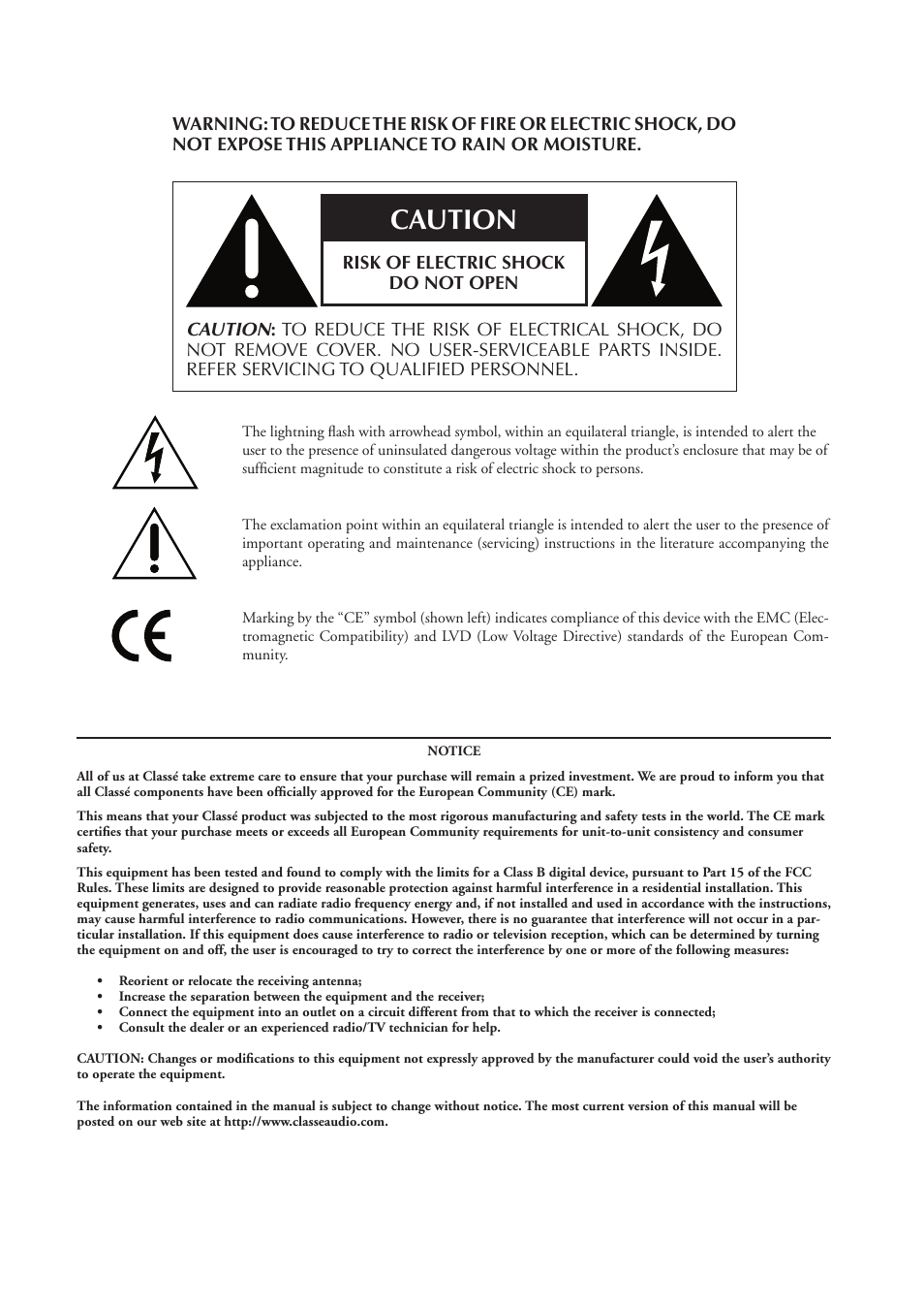 Caution | Classe Audio CDP-100 User Manual | Page 2 / 32