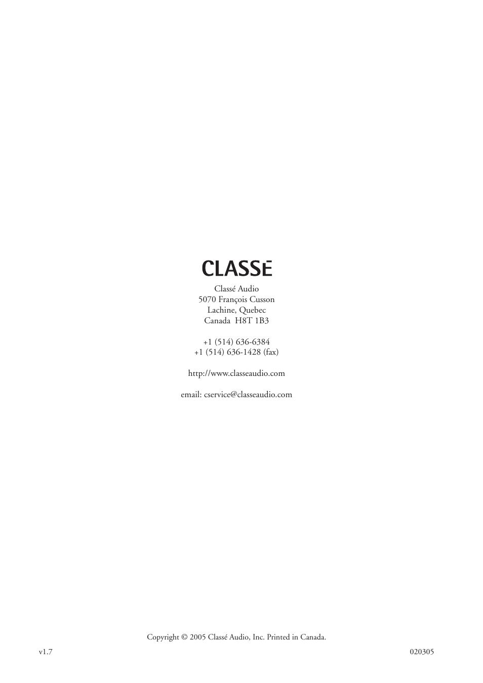 Classe Audio CDP-100 User Manual | Page 32 / 32