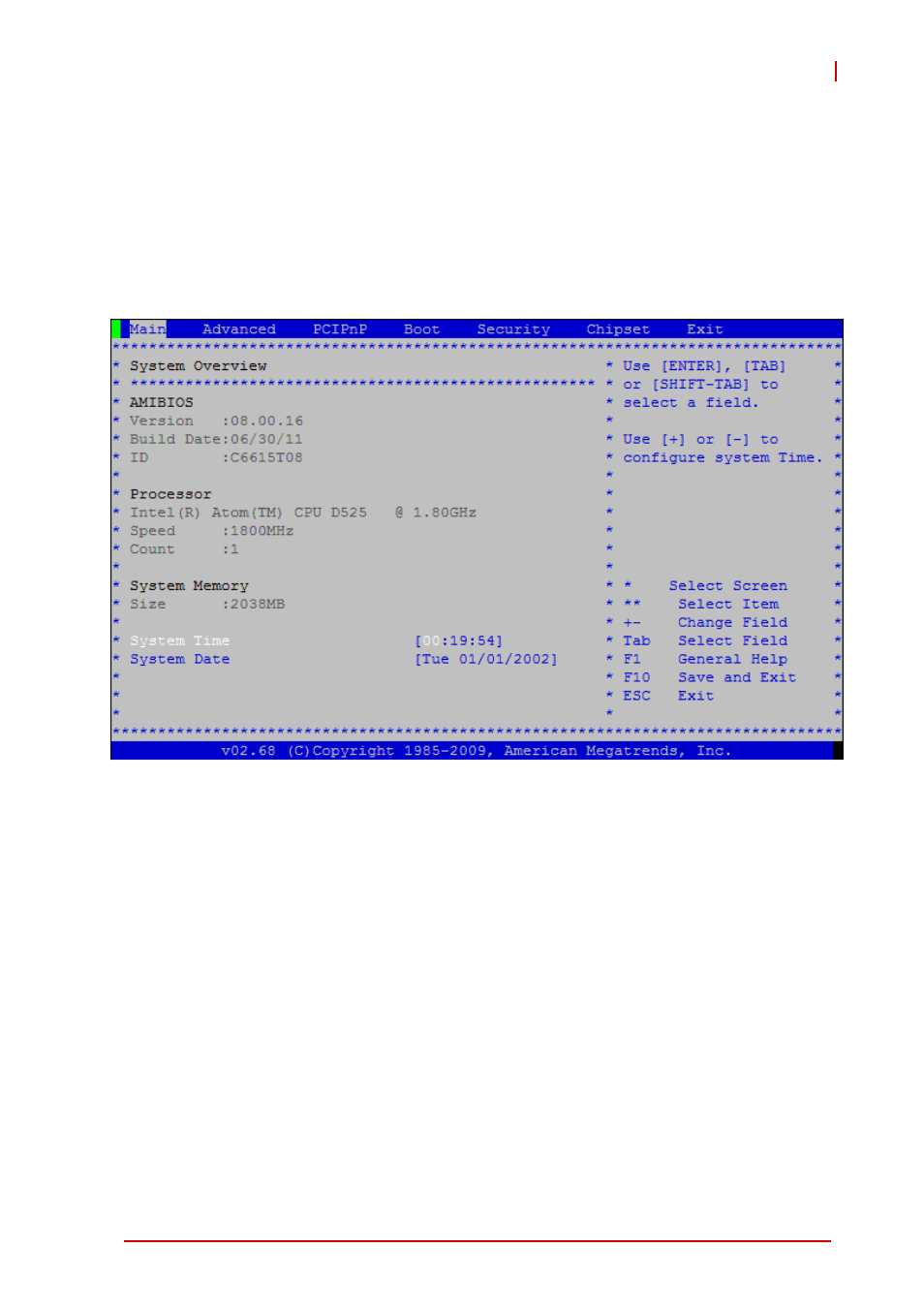 2 main setup, System time/system date, Main setup | ADLINK cPCI-6615 User Manual | Page 75 / 100