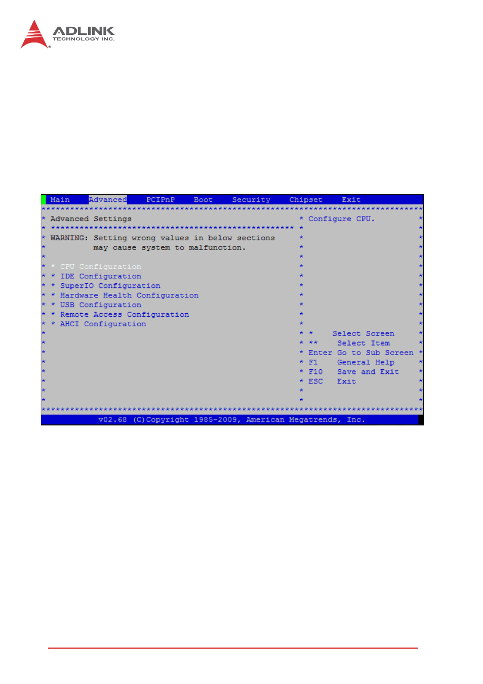 3 advanced bios setup, Advanced bios setup | ADLINK cPCI-6615 User Manual | Page 76 / 100