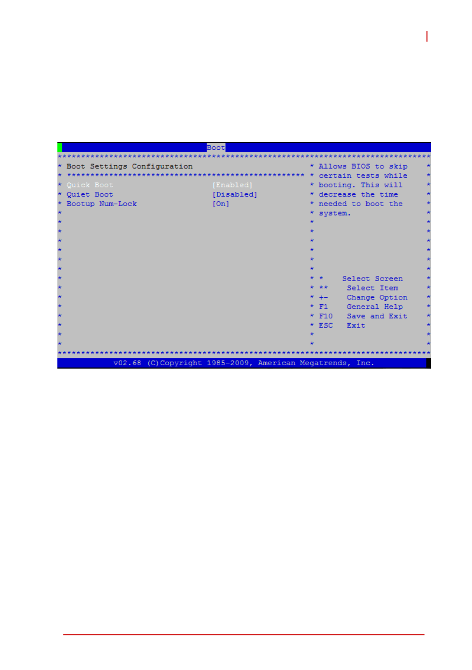 1 boot settings configuration, Quick boot, Quiet boot | Bootup num-lock | ADLINK cPCI-6615 User Manual | Page 89 / 100