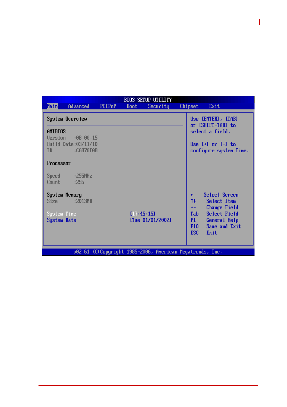 2 main setup, System time/system date, Main setup | ADLINK cPCI-6870 User Manual | Page 81 / 118