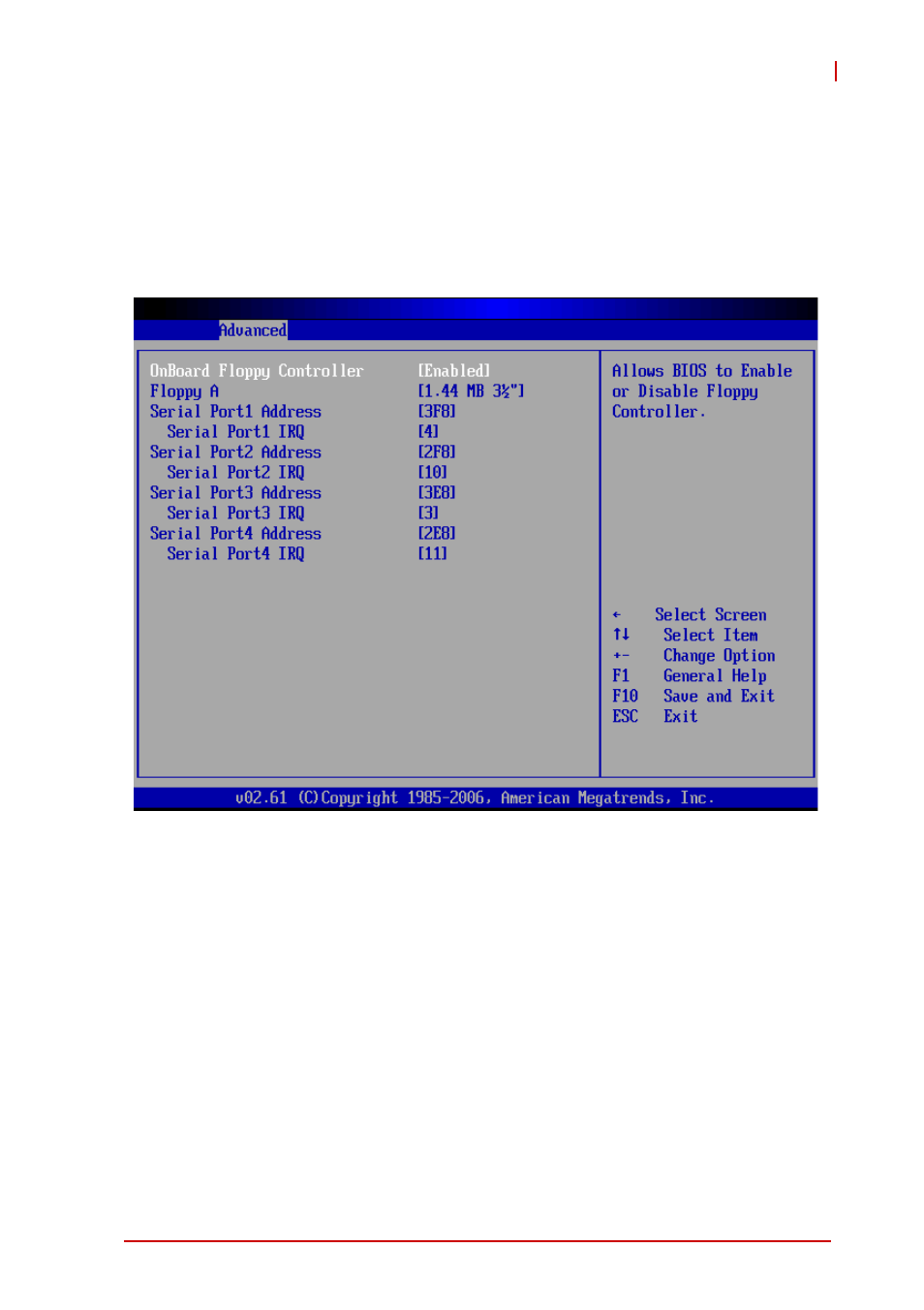 Super io configuration, Onboard floppy controller, Floppy drive a | ADLINK cPCI-6870 User Manual | Page 85 / 118