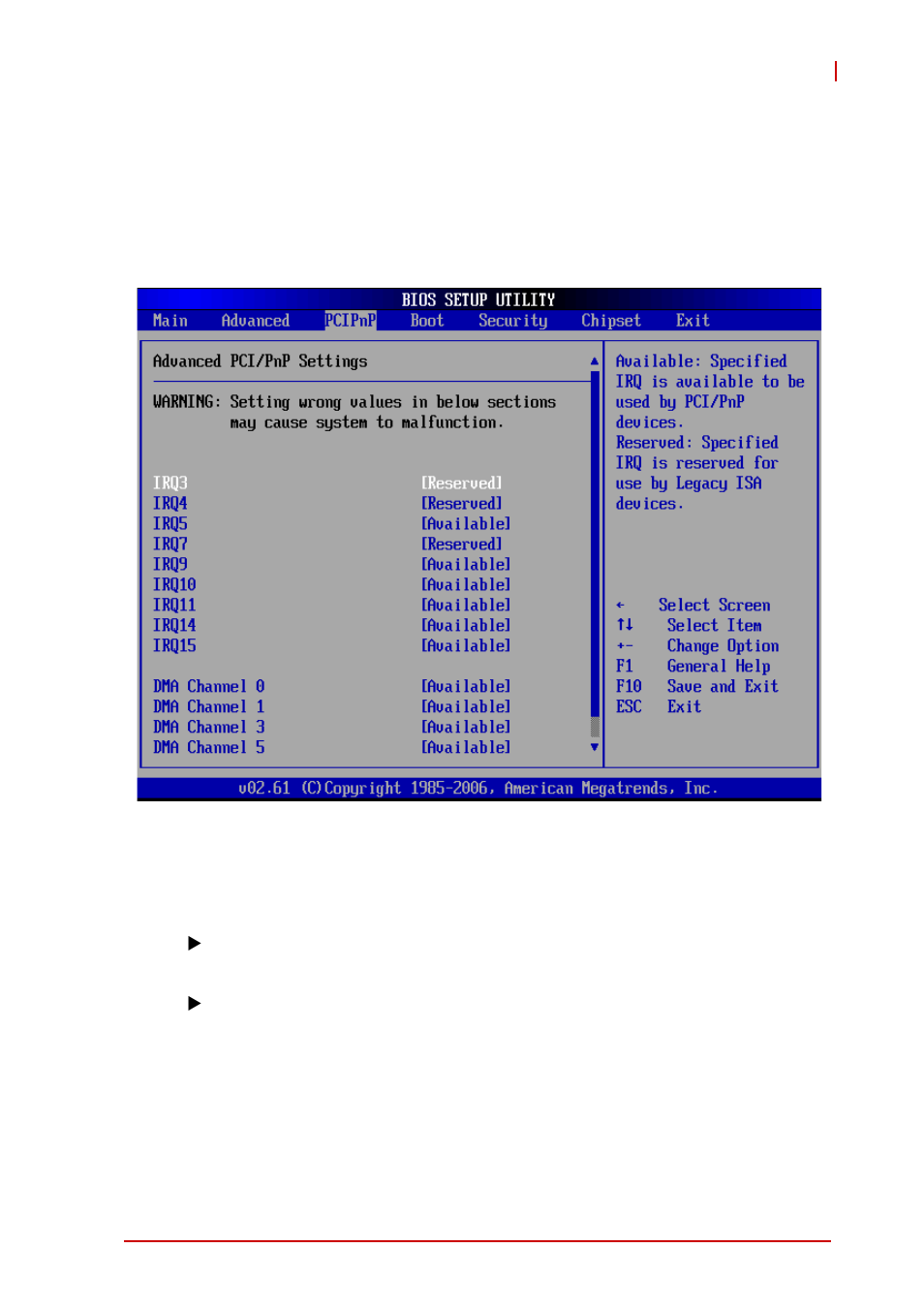 4 advanced pci/pnp settings, Irq/dma channel, Advanced pci/pnp settings | ADLINK cPCI-6965 User Manual | Page 101 / 116