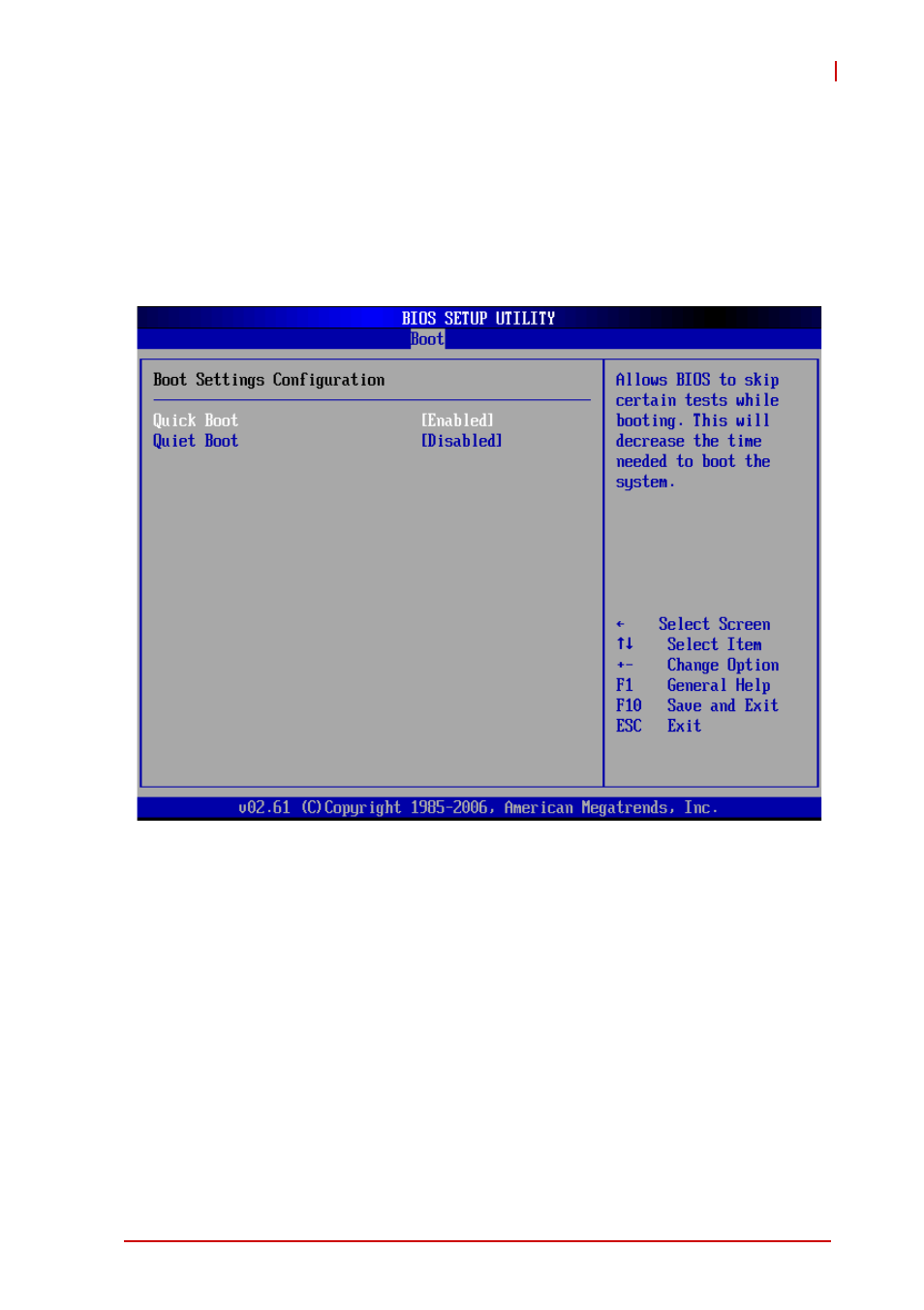 Boot settings configuration, Quick boot, Quiet boot | ADLINK cPCI-6965 User Manual | Page 103 / 116
