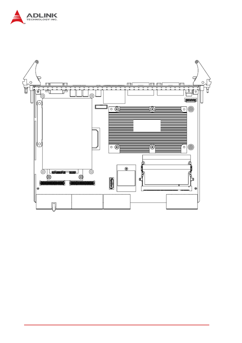 2 cpci-6965 sbc assembly layout, Cpci-6965 sbc assembly layout, Figure 4-2: cpci-6965 sbc assembly layout | ADLINK cPCI-6965 User Manual | Page 38 / 116