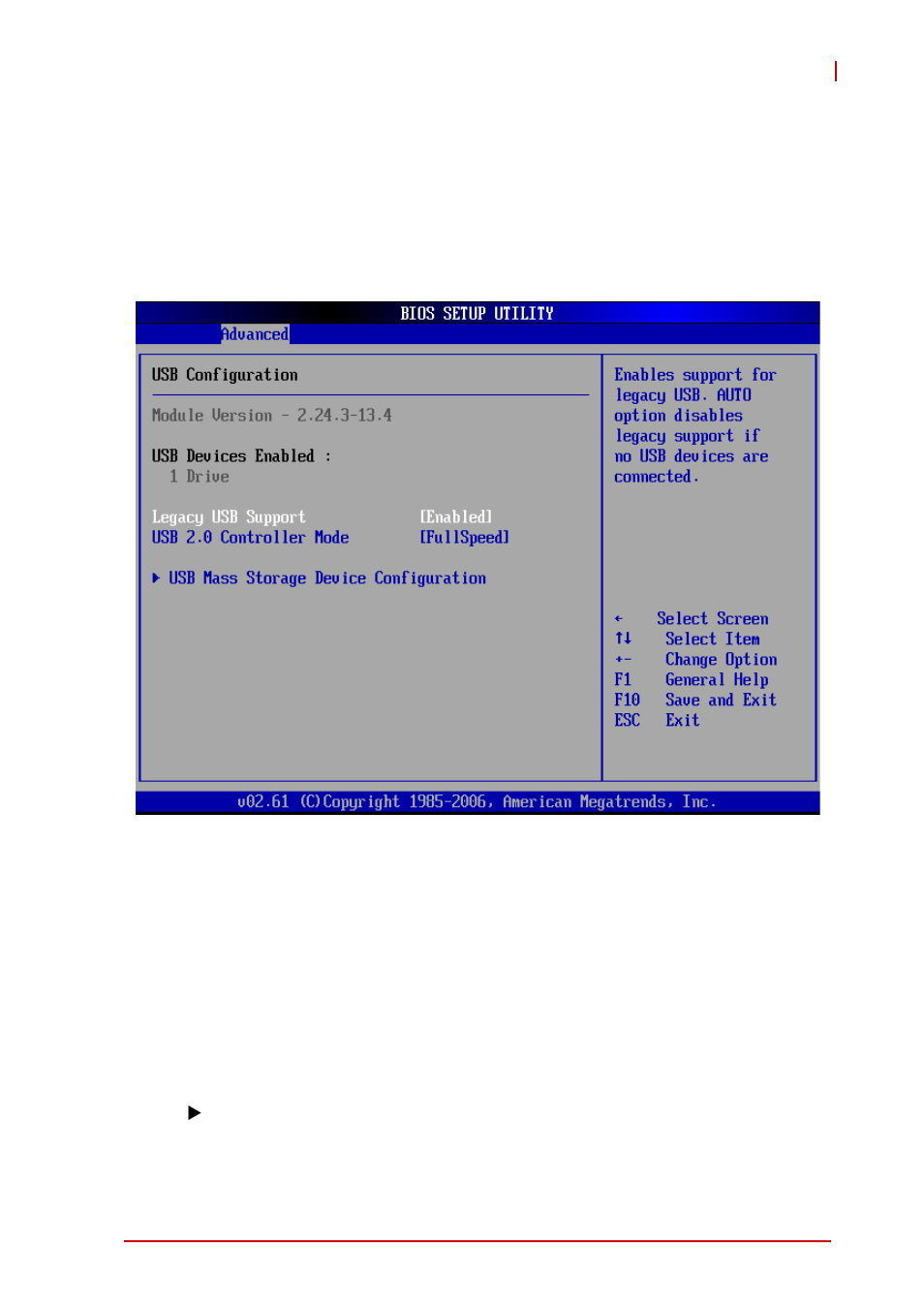 Usb configuration, Legacy usb support | ADLINK cPCI-6965 User Manual | Page 99 / 116