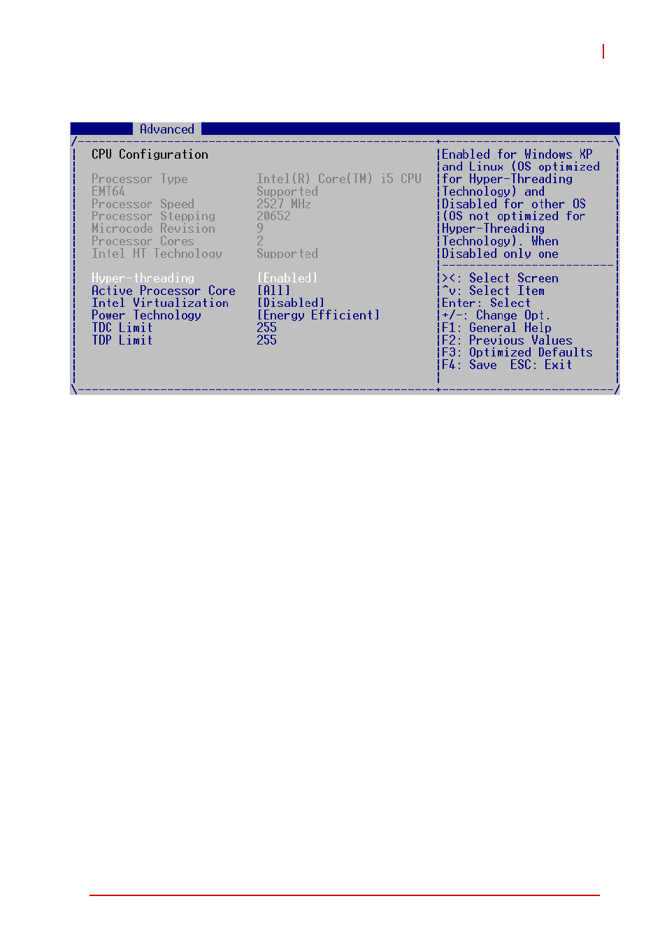 Cpu configuration, Hyper-threading, Active processor cores | Intel virtualization, Power technology, Tdc limit, Tdp limit | ADLINK CT-61 User Manual | Page 59 / 88