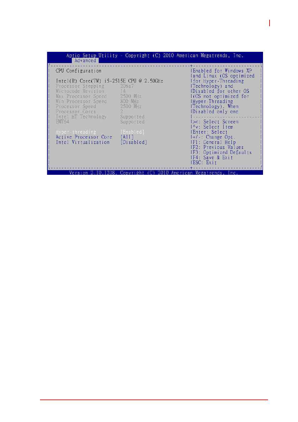 Cpu configuration, Hyper-threading, Active processor cores | Intel virtualization | ADLINK cPCI-3971 User Manual | Page 127 / 158