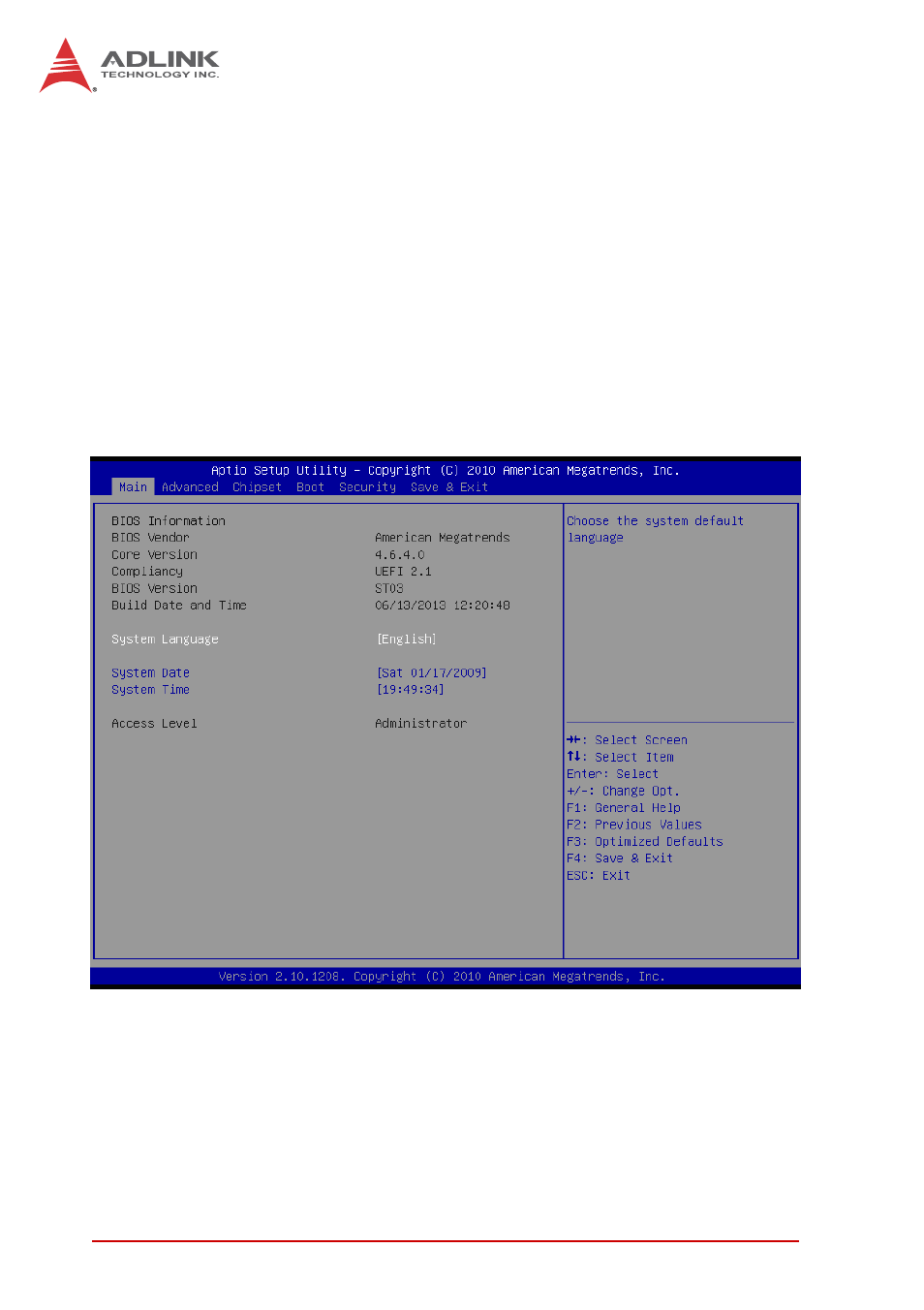 Setup menu | ADLINK cPCI-6625 User Manual | Page 52 / 88