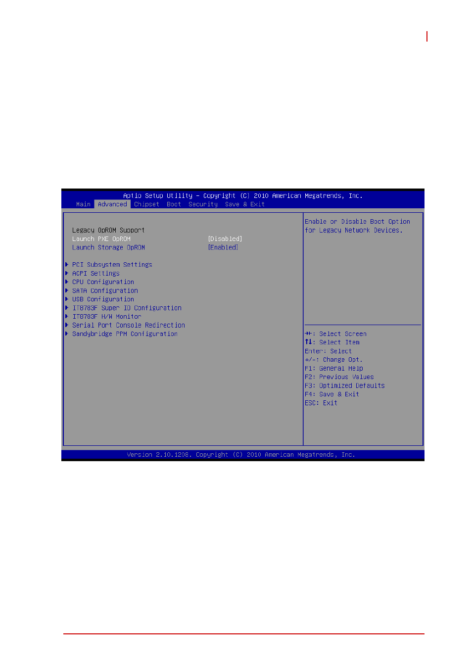 3 advanced bios setup, Launch pxe oprom, Launch storage oprom | Advanced bios setup | ADLINK cPCI-6625 User Manual | Page 57 / 88