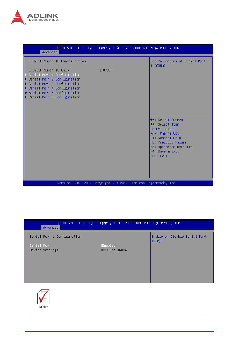 6 super io configuration, Serial port 1~6 configuration | ADLINK cPCI-6625 User Manual | Page 66 / 88