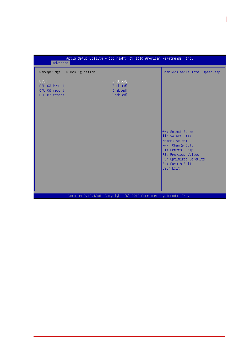 9 cpu ppm configuration, Eist, Cpu c3 report | Cpu c6 report, Cpu c7 report | ADLINK cPCI-6625 User Manual | Page 71 / 88