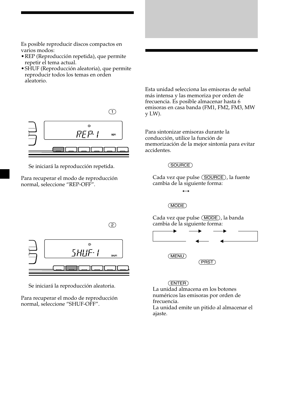 Radio, Reproducción de un cd en diversos modos | Sony CDX-L450 User Manual | Page 34 / 146