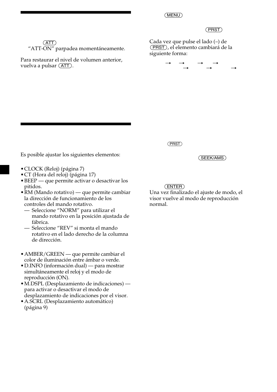 20 atenuación del sonido, Cambio de los ajustes de sonido y visualización | Sony CDX-L450 User Manual | Page 44 / 146