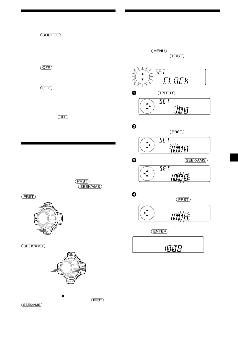 7slå på/stänga av enheten, Använda menyn, Ställa klockan | Sony CDX-L450 User Manual | Page 55 / 146