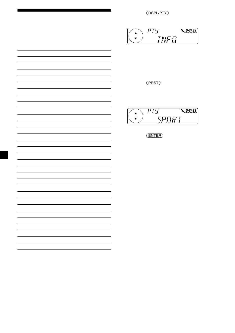 Söka en kanal efter programtyp | Sony CDX-L450 User Manual | Page 64 / 146