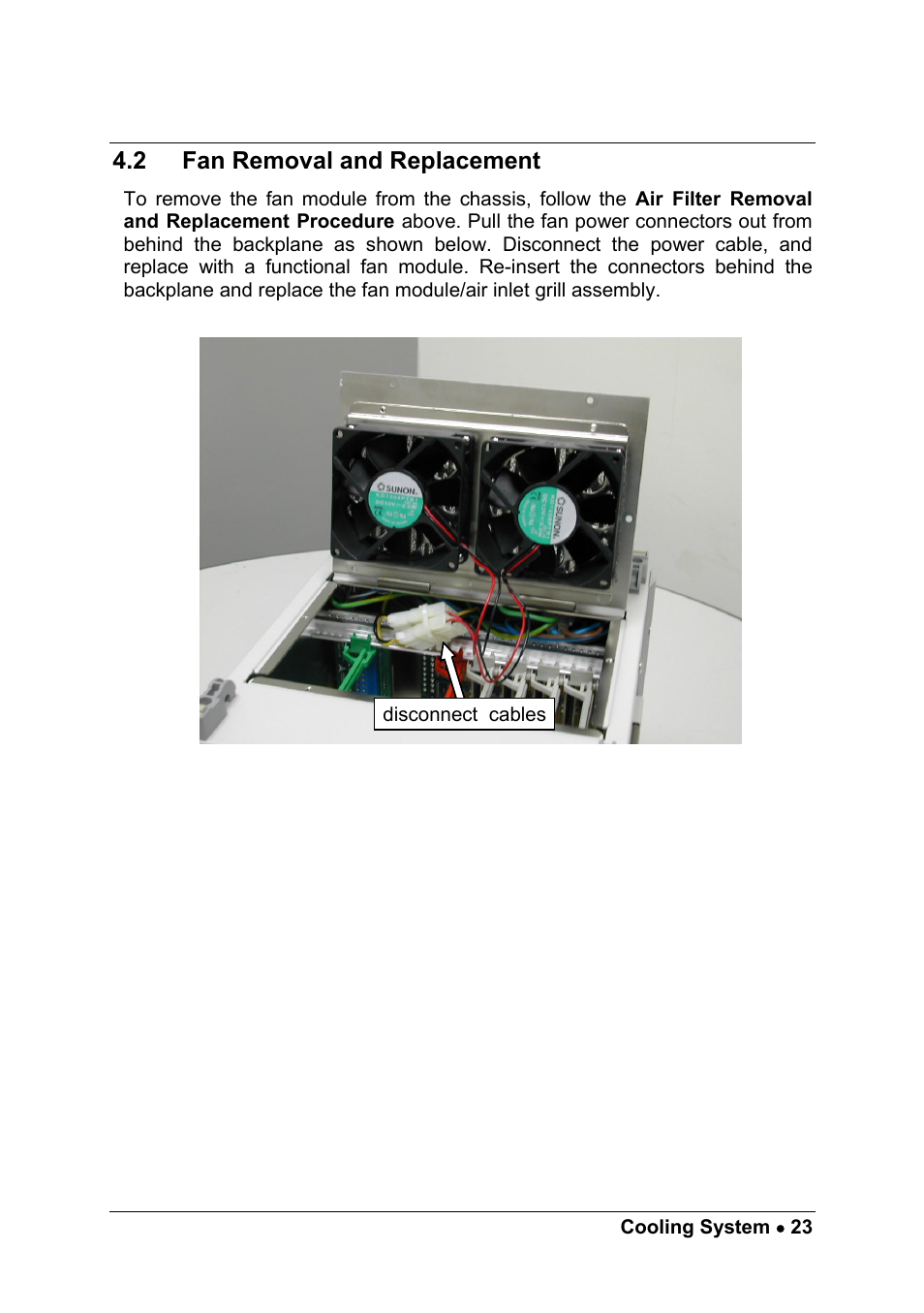 2 fan removal and replacement, Fan removal and replacement | ADLINK cPCIS-2500 Series User Manual | Page 29 / 36