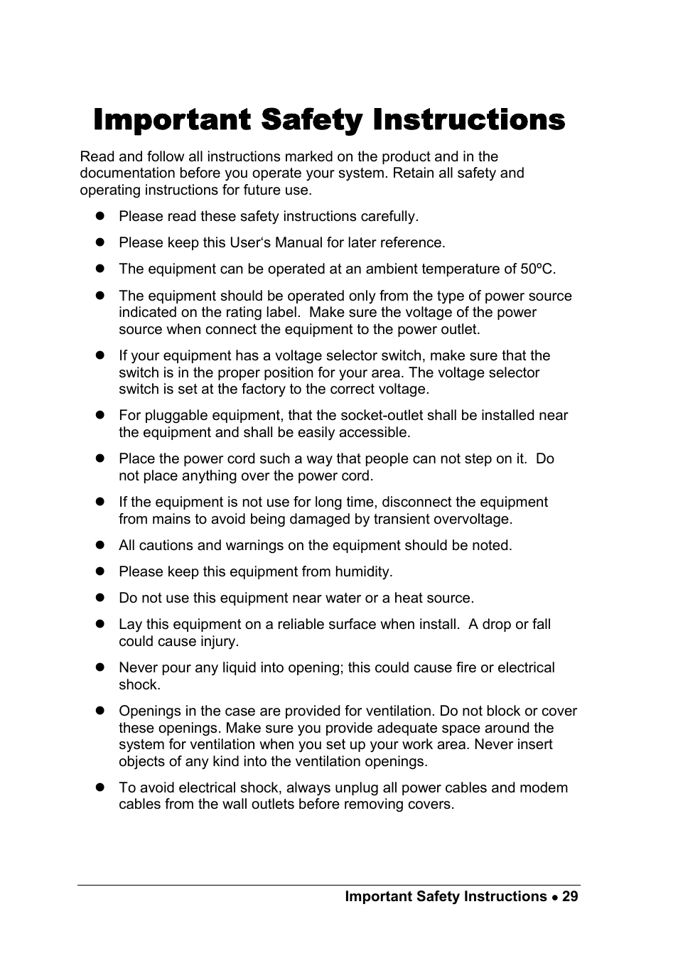 Important safety instructions | ADLINK cPCIS-2500 Series User Manual | Page 35 / 36