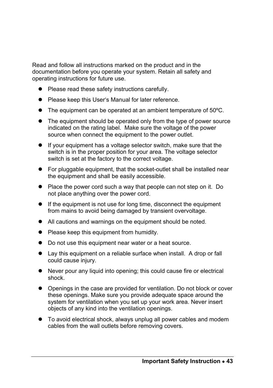 Important safety instructions | ADLINK cPCIS-1100A Series User Manual | Page 47 / 48