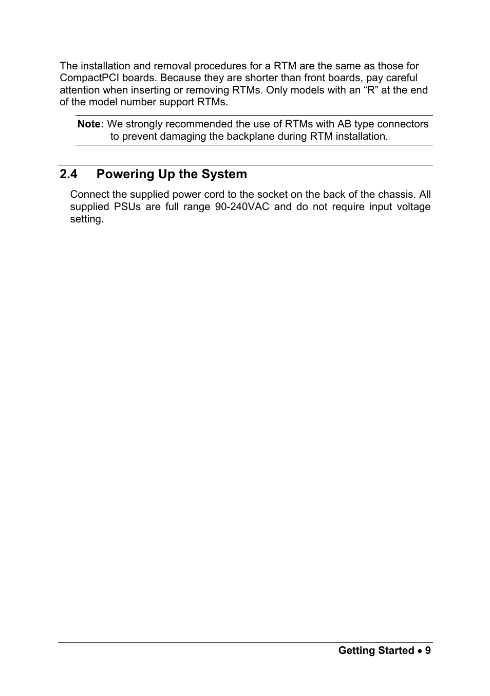 4 powering up the system, Powering up the system | ADLINK cPCIS-ET1100 Series User Manual | Page 15 / 50