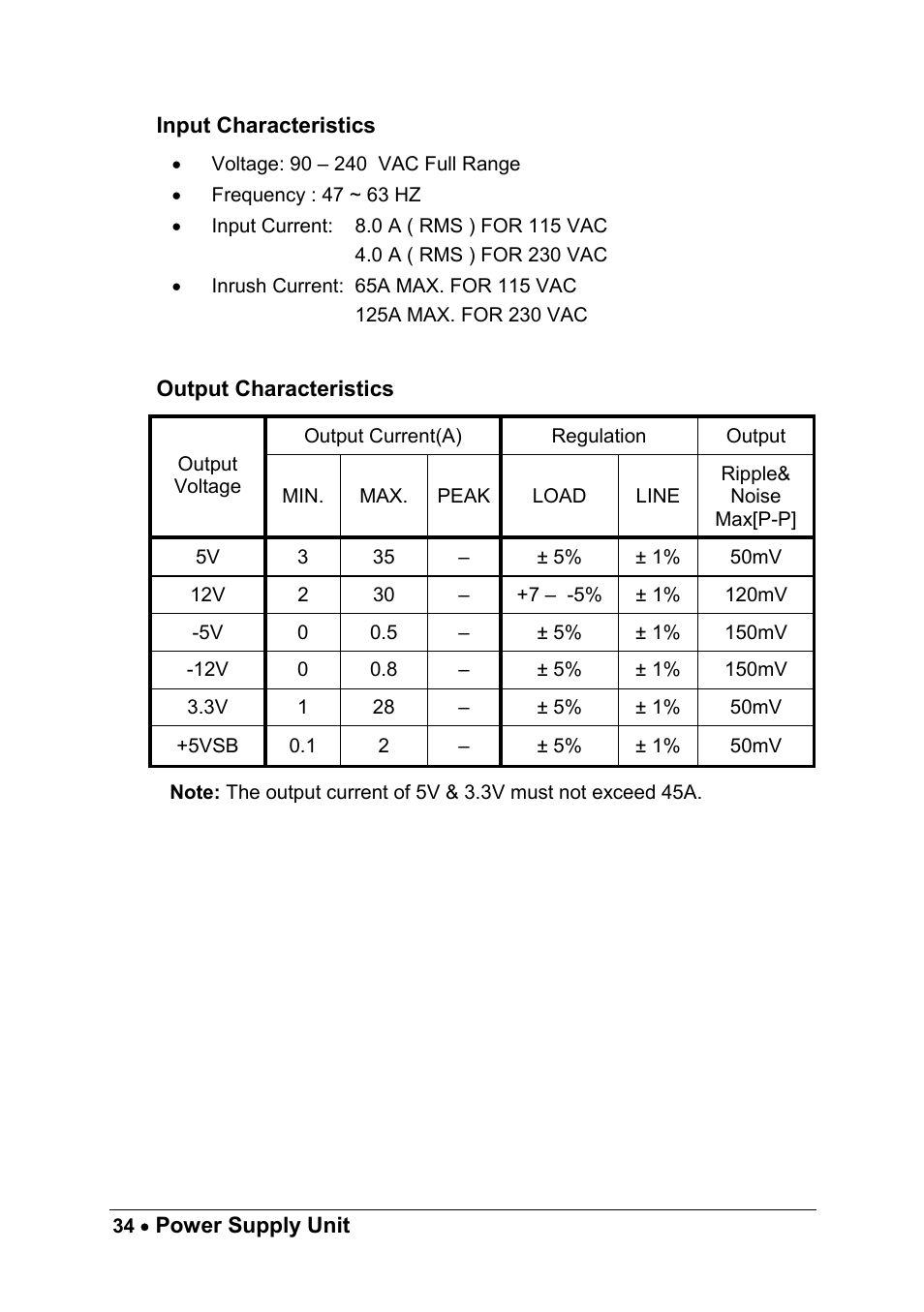 Input characteristics, Output characteristics | ADLINK cPCIS-ET1100 Series User Manual | Page 40 / 50