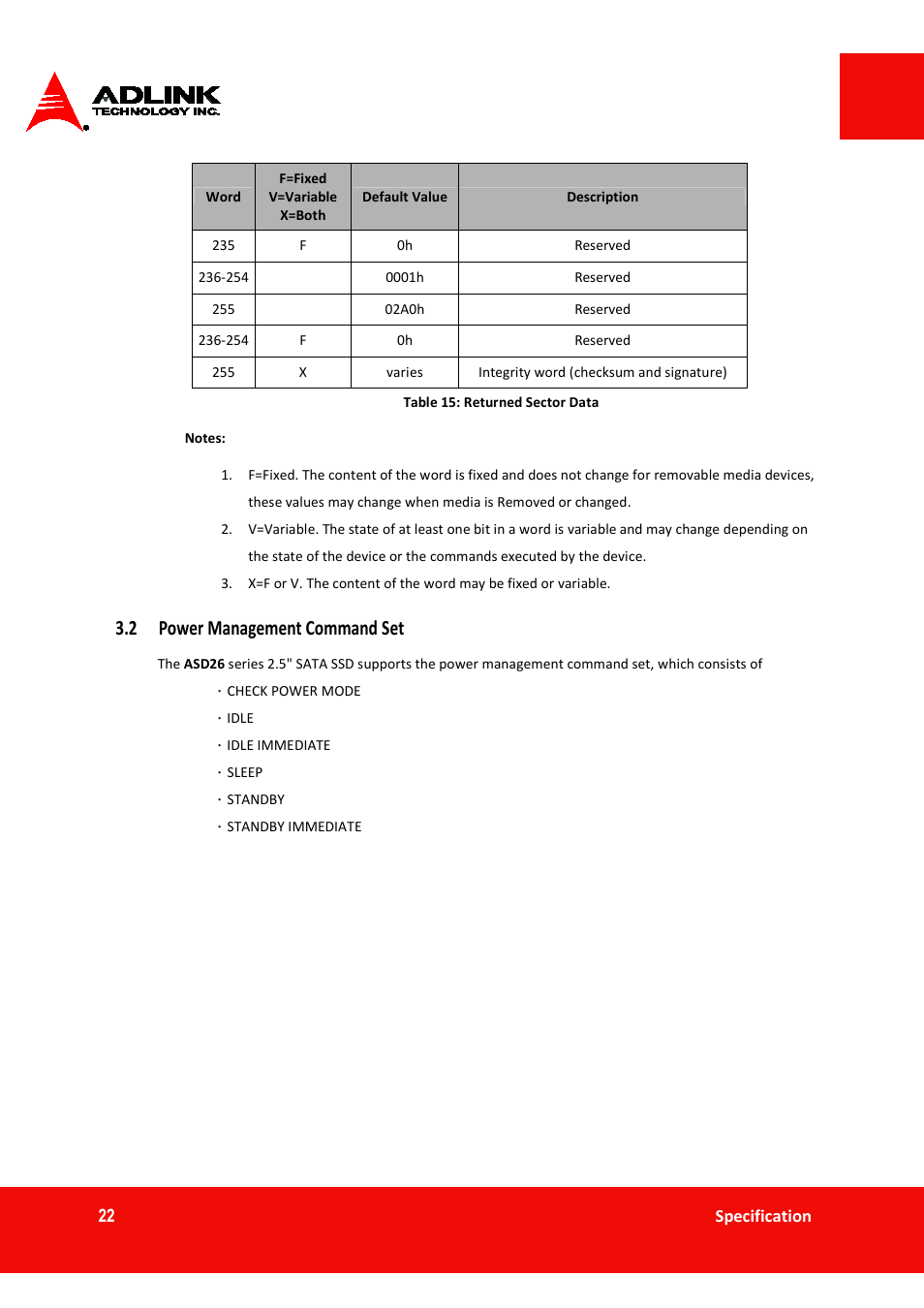 2 power management command set | ADLINK ASD26-MT1 ET Series User Manual | Page 22 / 29