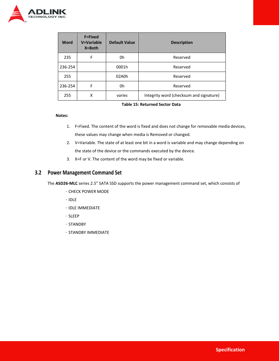 2 power management command set | ADLINK ASD26-MA2 Series User Manual | Page 22 / 29