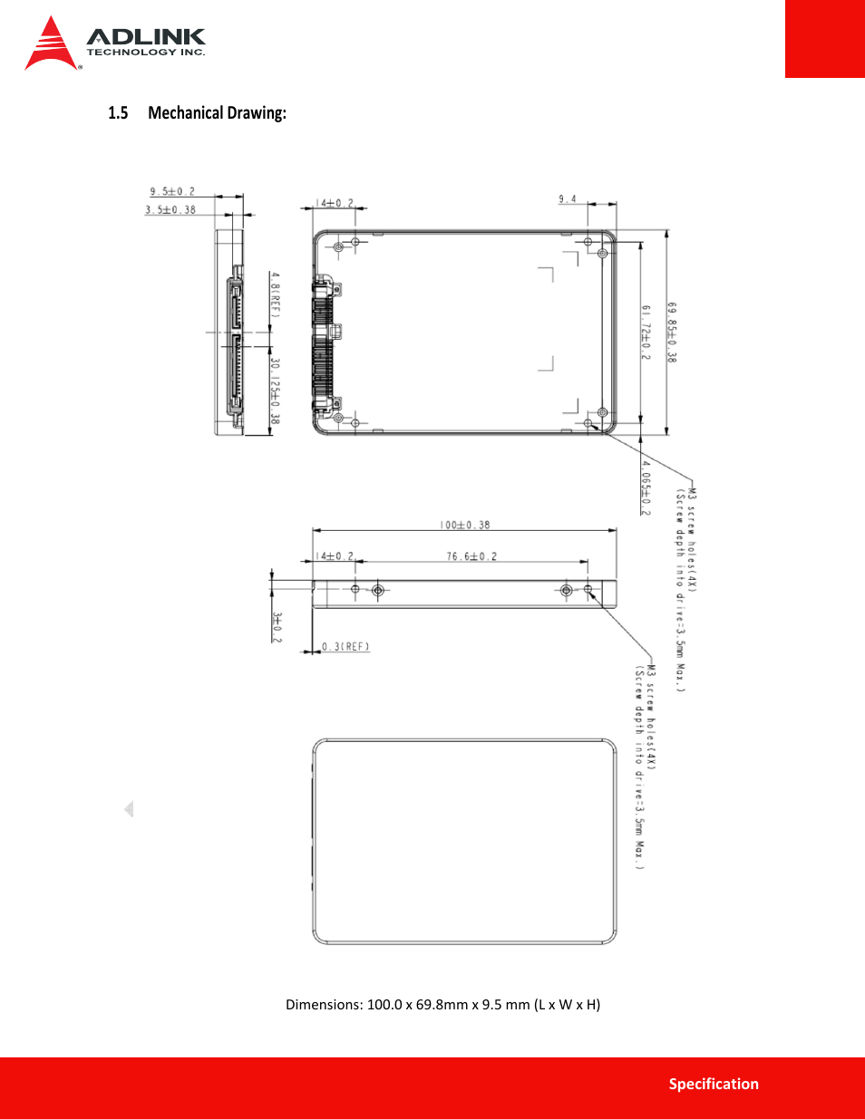 5 mechanical drawing | ADLINK ASD26-MA2 Series User Manual | Page 12 / 27