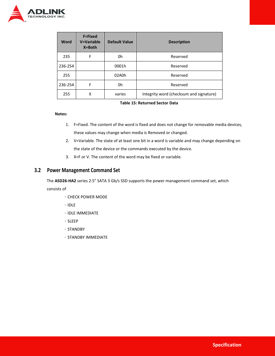 2 power management command set | ADLINK ASD26-MA2 Series User Manual | Page 20 / 27
