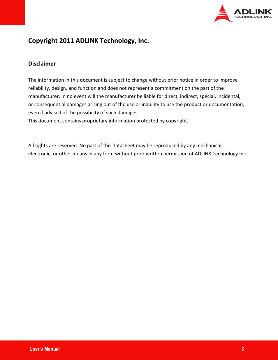 Copyright 2011 adlink technology, inc | ADLINK ASD25-SLC Series User Manual | Page 3 / 27