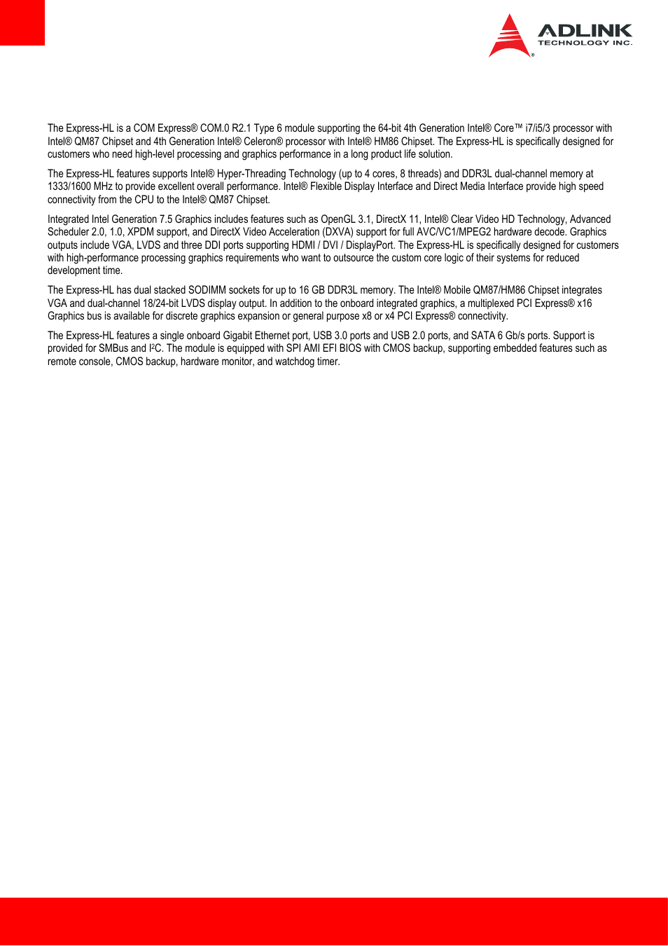 1 introduction | ADLINK Express-HL User Manual | Page 6 / 89