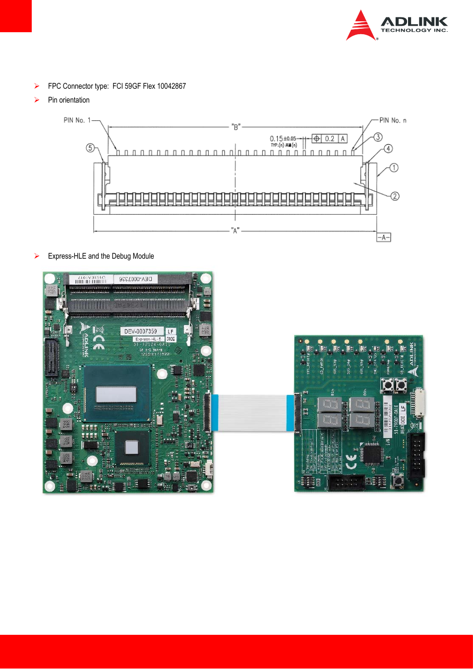 1 40-pin debug connector, Pin debug connector | ADLINK Express-HLE User Manual | Page 32 / 89