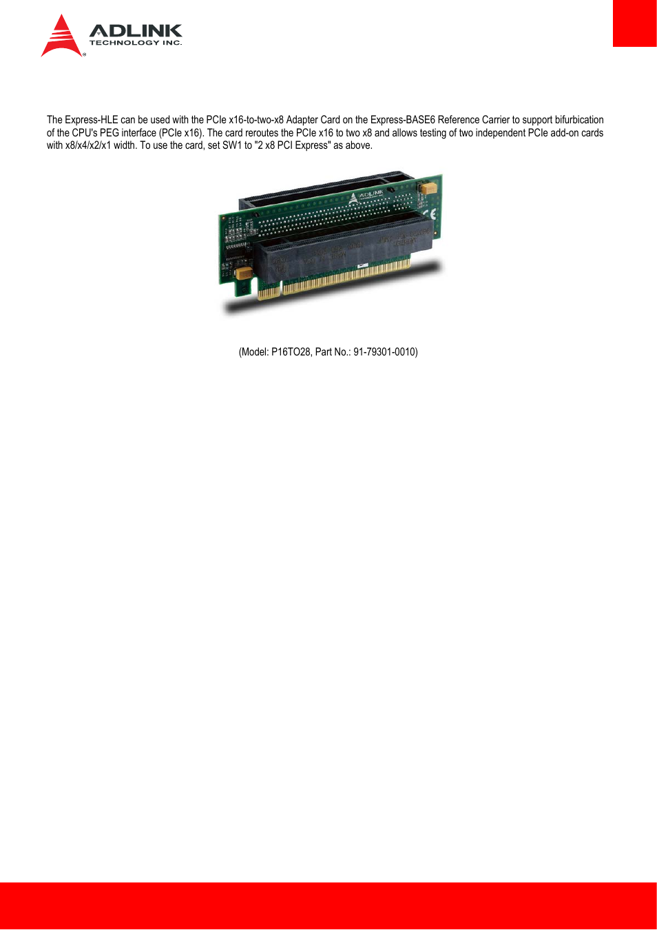 7 pcie x16-to-two-x8 adapter card, Pcie x16-to-two-x8 adapter card | ADLINK Express-HLE User Manual | Page 39 / 89