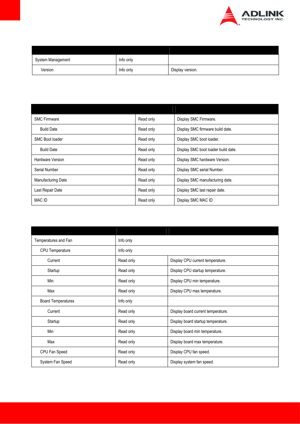 1 pch information system management, 4 system management, 1 system management > board information | 2 system management > temperatures and fan speed | ADLINK Express-HLE User Manual | Page 52 / 89