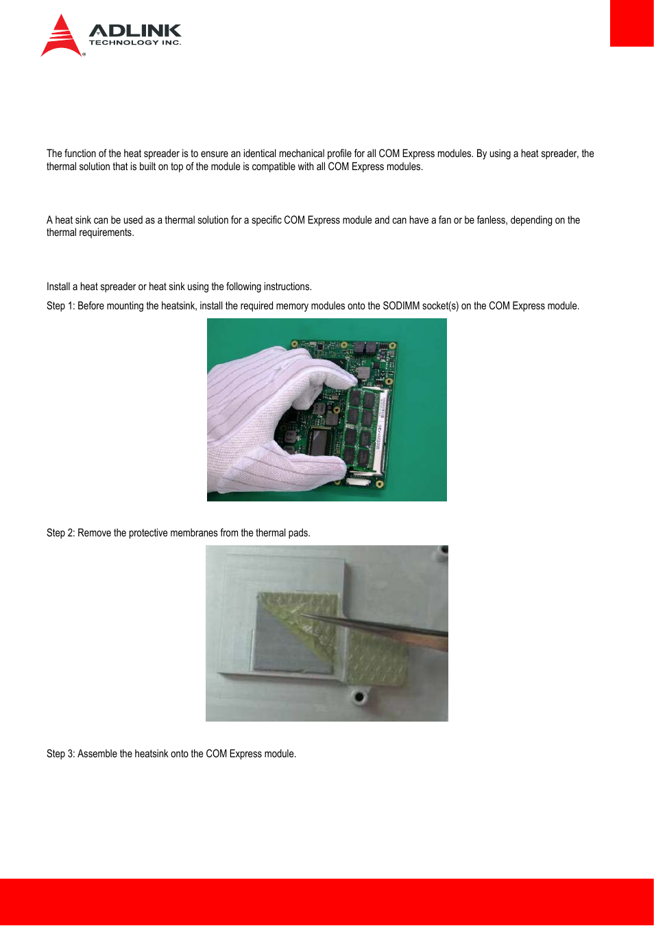 2 thermal solution, 1 heat spreaders, 2 heat sinks | 3 installation, Thermal solution | ADLINK Express-HLE User Manual | Page 83 / 89
