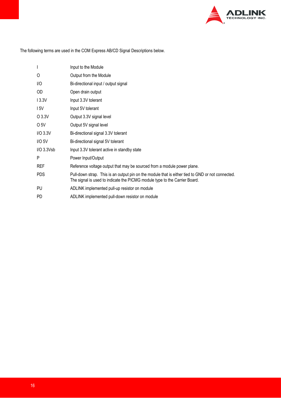 Signal description terminology | ADLINK Express-IB User Manual | Page 16 / 80