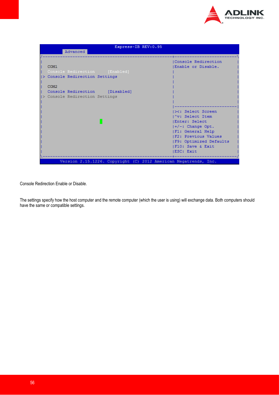 Serial port console redirection | ADLINK Express-IB User Manual | Page 56 / 80