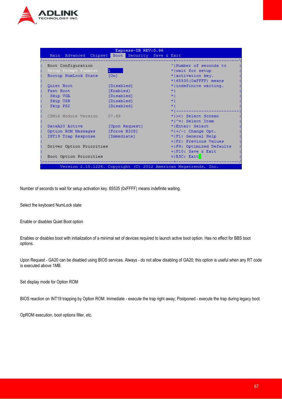 Boot setup | ADLINK Express-IB User Manual | Page 67 / 80