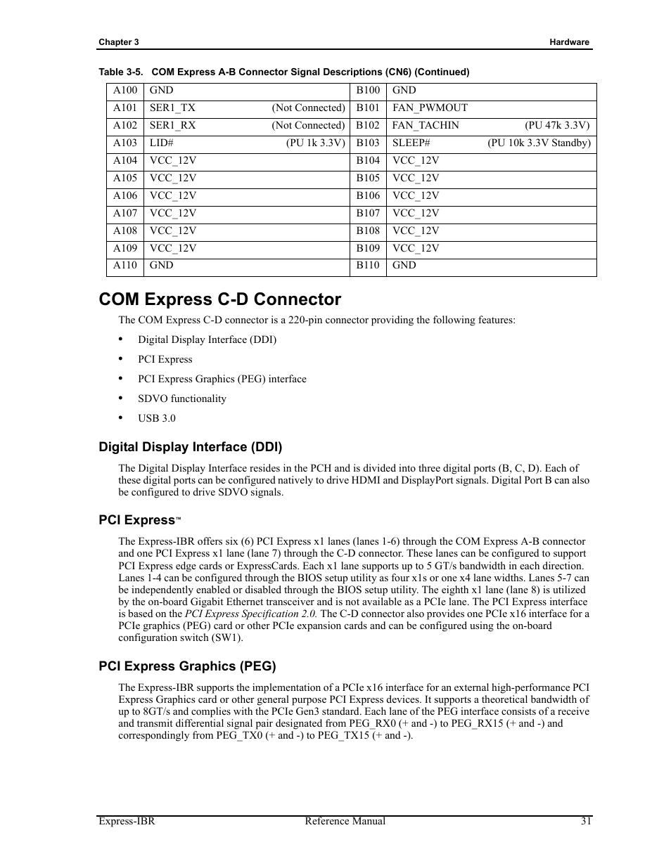 Com express c-d connector | ADLINK Express-IBR User Manual | Page 37 / 64