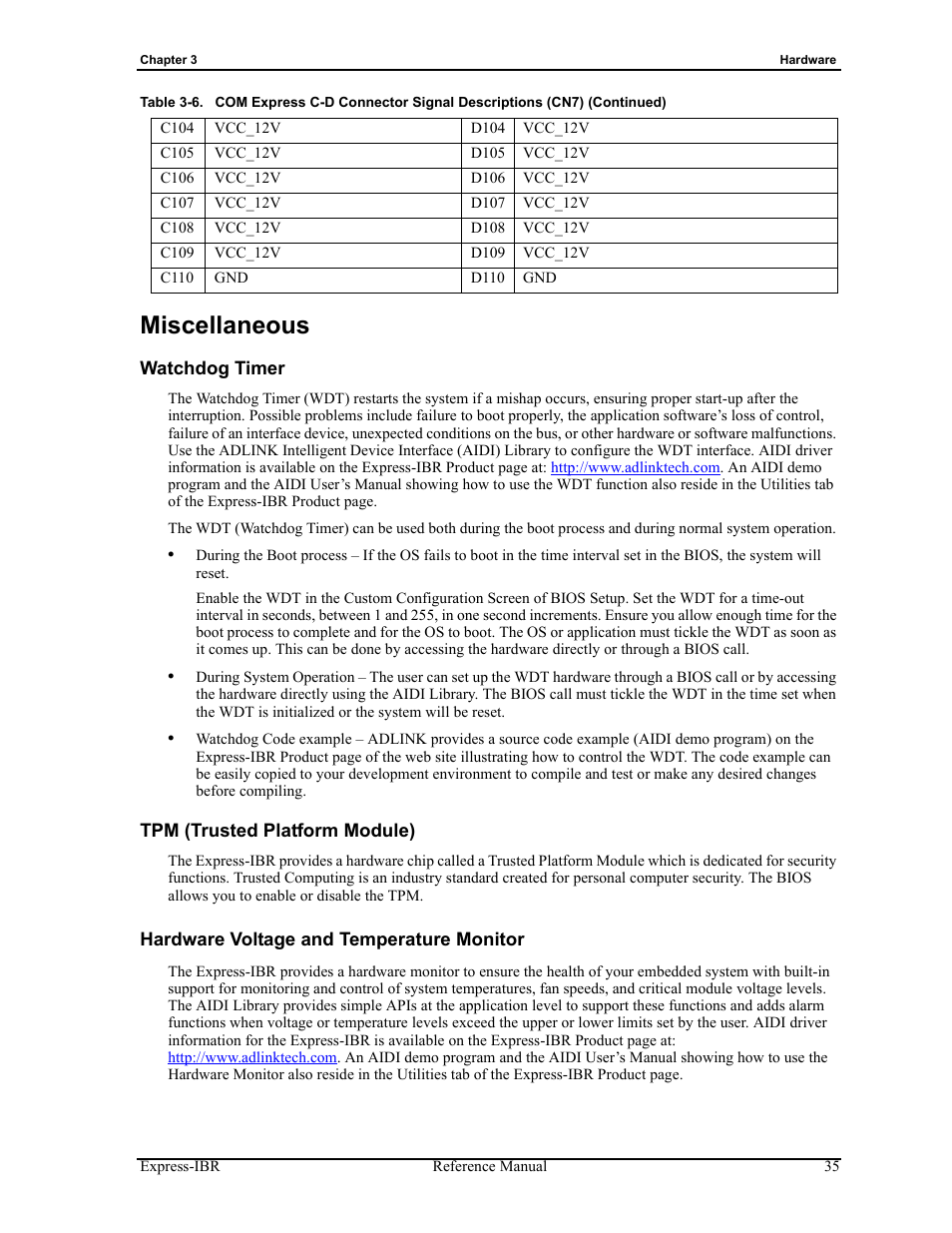 Miscellaneous | ADLINK Express-IBR User Manual | Page 41 / 64