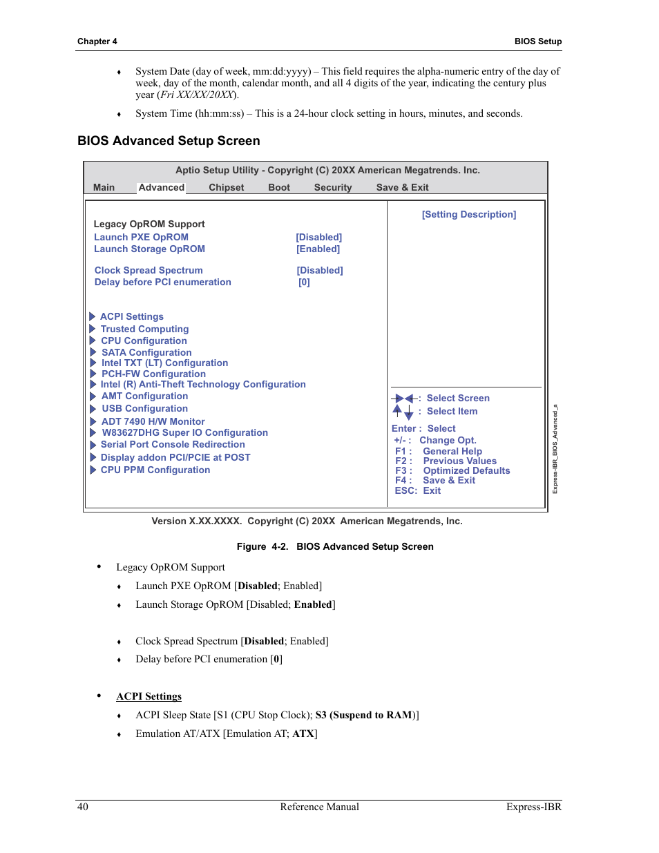 Bios advanced setup screen, Figure 4-2 | ADLINK Express-IBR User Manual | Page 46 / 64