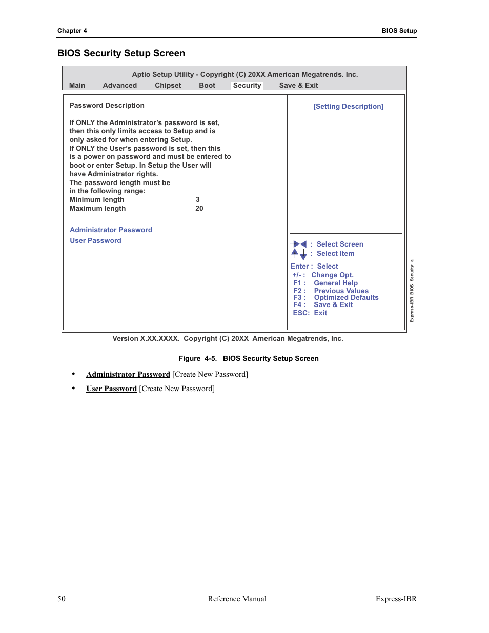 Bios security setup screen, Figure 4-5 | ADLINK Express-IBR User Manual | Page 56 / 64