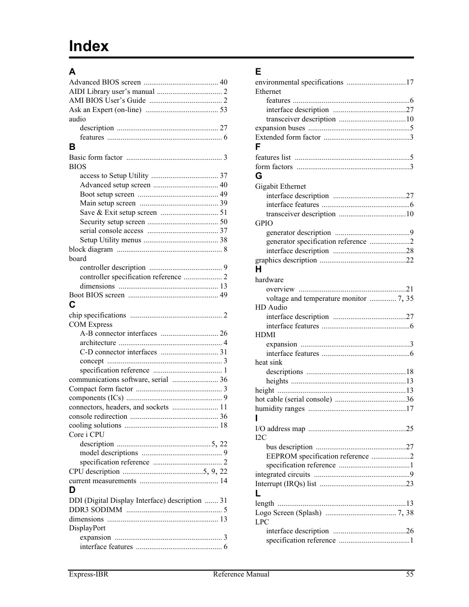 Index | ADLINK Express-IBR User Manual | Page 61 / 64