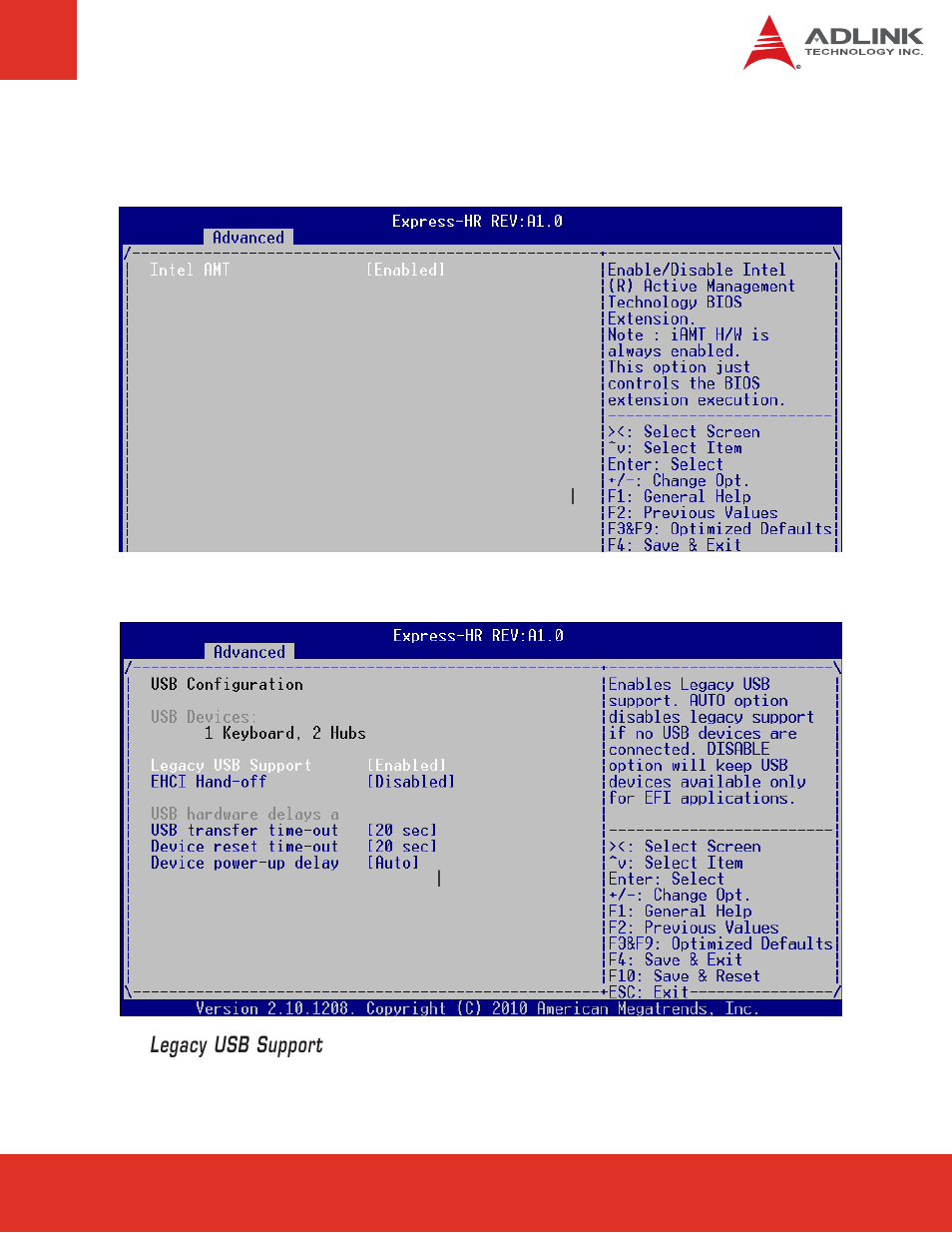 Legacy usb support | ADLINK Express-HR User Manual | Page 47 / 76
