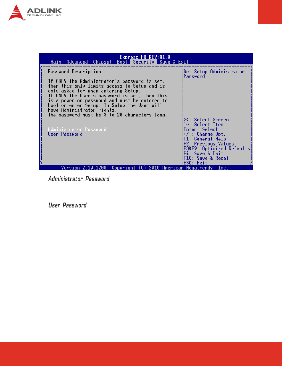 7 security setup, Security setup | ADLINK Express-HR User Manual | Page 62 / 76