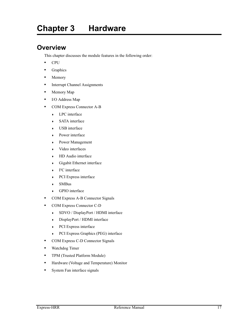 Chapter 3, Hardware, Overview | Chapter 3 hardware | ADLINK Express-HRR User Manual | Page 21 / 54