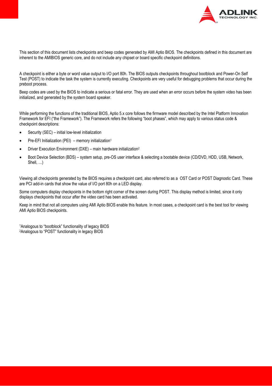 8 bios checkpoints, beep codes | ADLINK cExpress-BL User Manual | Page 68 / 84