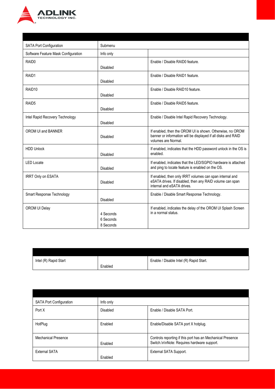 1 sata > intel® rapid start technology, 2 sata > sata port configuration | ADLINK cExpress-HL User Manual | Page 55 / 83