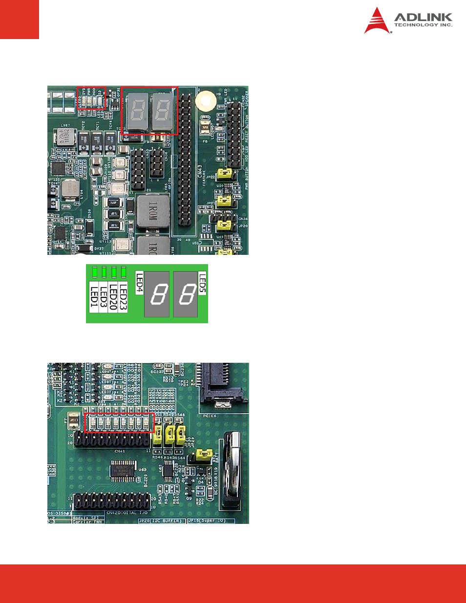 3 post & indicator leds, 4 digital i/o leds, Post & indicator leds | Digital i/o leds | ADLINK Express-BASE6 User Manual | Page 37 / 43